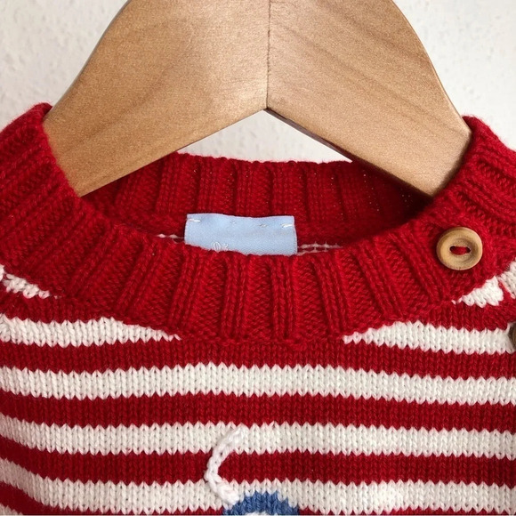 NWT Bella Bliss sweater red and white stripe w/ blue anchor size 12 months - Picture 3 of 11